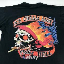 Vintage Ice Cream Man from Hell Motorcycle Pocket T Shirt Large RARE 90s Biker