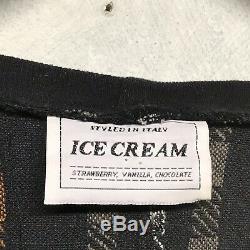 Vintage Ice Cream Striped Pull Over Sweatshirt Crewneck Size Large Italy
