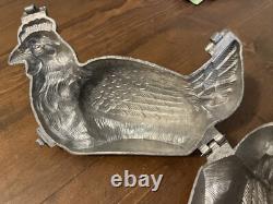 Vintage LARGE 2 PINT Pewter Hen Chicken Ice Cream Mold #40 E &Co S &Co Brevete
