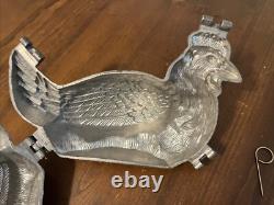 Vintage LARGE 2 PINT Pewter Hen Chicken Ice Cream Mold #40 E &Co S &Co Brevete