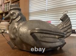 Vintage LARGE 2 PINT Pewter Hen Chicken Ice Cream Mold #40 E &Co S &Co Brevete