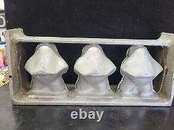 Vintage Large 3 Santa Claus Hinged 5 Piece Ice Cream Chocolate Molds Wax Fun