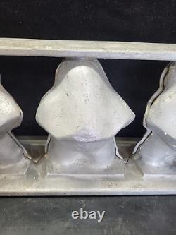 Vintage Large 3 Santa Claus Hinged 5 Piece Ice Cream Chocolate Molds Wax Fun
