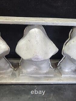 Vintage Large 3 Santa Claus Hinged 5 Piece Ice Cream Chocolate Molds Wax Fun