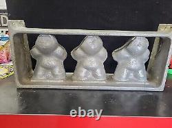 Vintage Large 3 Santa Claus Hinged 5 Piece Ice Cream Chocolate Molds Wax Fun