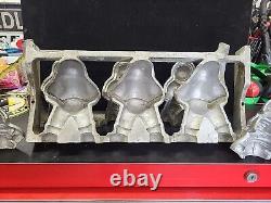 Vintage Large 3 Santa Claus Hinged 5 Piece Ice Cream Chocolate Molds Wax Fun