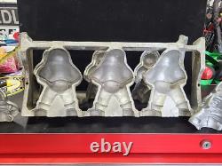 Vintage Large 3 Santa Claus Hinged 5 Piece Ice Cream Chocolate Molds Wax Fun