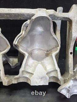 Vintage Large 3 Santa Claus Hinged 5 Piece Ice Cream Chocolate Molds Wax Fun