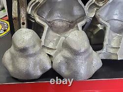 Vintage Large 3 Santa Claus Hinged 5 Piece Ice Cream Chocolate Molds Wax Fun