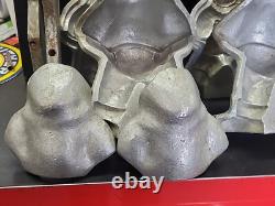 Vintage Large 3 Santa Claus Hinged 5 Piece Ice Cream Chocolate Molds Wax Fun