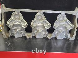 Vintage Large 3 Santa Claus Hinged 5 Piece Ice Cream Chocolate Molds Wax Fun
