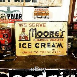 Vintage Large 3ft x 2 ft Moores ice cream sign
