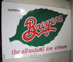 Vintage Large Breyers All Natural Ice Cream Leaf Sign
