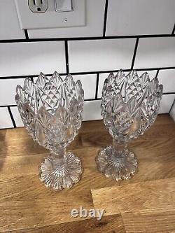 Vintage Large Crystal Ice Cream / Fruit Cup 10 Tall Set Of 2 His And Hers