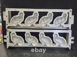 Vintage Large Easter Chicks Eggs Hinged Cake Ice Cream Chocolate Molds Wax Fun