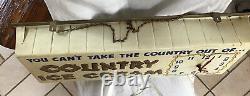 Vintage Large Electric Light-up Country Ice Cream Advertising Clock Sign 28 X 12
