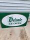 Vintage Large Food Dairy Advertising Delvale Ice Cream Shoppe Green Metal Sign