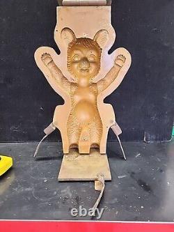 Vintage Large Happy Teddy Bear Hinged Cake Ice Cream Chocolate Molds Wax Fun
