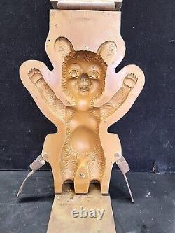 Vintage Large Happy Teddy Bear Hinged Cake Ice Cream Chocolate Molds Wax Fun