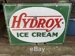Vintage Large Hydrox Ice Cream Porcelain Double Sided Verbrite Sign