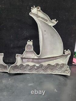 Vintage Large Sailing Ship Man Waves Cake Ice Cream 2 piece Chocolate Mold