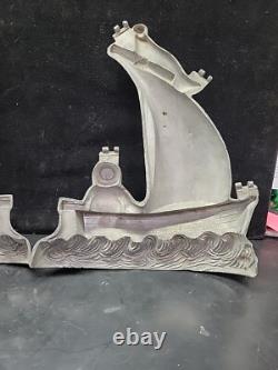 Vintage Large Sailing Ship Man Waves Cake Ice Cream 2 piece Chocolate Mold