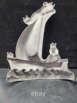 Vintage Large Sailing Ship Man Waves Cake Ice Cream 2 piece Chocolate Mold
