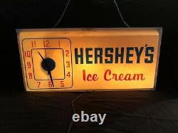 Vintage Large Working Hershey's Ice Cream Lighted Clock Store Display