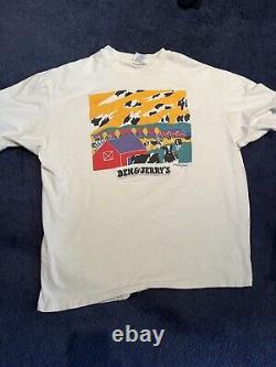Vintage Psychedelic Ben And Jerry Ice Cream Cow Shirt Double Sided XL T Shirt