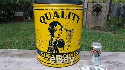 Vintage Quality Sugar Cones Large Tin Metal Can Ice Cream Cone Advertising