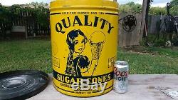 Vintage Quality Sugar Cones Large Tin Metal Can Ice Cream Cone Advertising