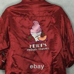 Vintage Satin Jacket Sz L Heidi's Frogen Yozurt Ice Cream USA Made 80s 90s Retro