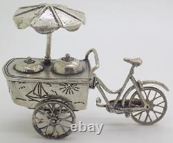 Vintage Solid Silver Italian Handmade LARGE Ice Cream Cart Figurine Hallmarked