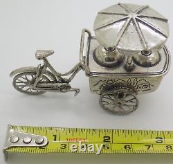 Vintage Solid Silver Italian Handmade LARGE Ice Cream Cart Figurine Hallmarked