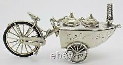 Vintage Solid Silver Italian Made LARGE Ice Cream Cart Figurine Hallmarked