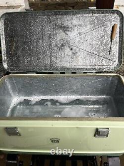 Vintage THERMOS 1950-1960 LARGE Metal Ice Chest Cooler Retro Outdoor Camping