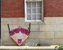 Vintage Trade Sign, Large wooden Ice Cream Cone Cafe Restaurant advertising