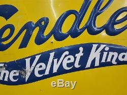Vintage Very Large Embossed Metal Hendlers The Velvet Kind Ice Cream Sign