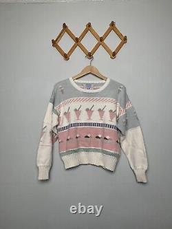 Vintage Women's 80s Blueberry Woolens Ice Cream Sundae Sweater SZ L