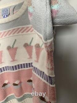 Vintage Women's 80s Blueberry Woolens Ice Cream Sundae Sweater SZ L