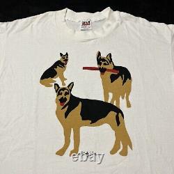 Vintage Woody Jackson Art Shirt USA 90s Ben and Jerry's Artist German Sheppard