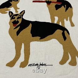 Vintage Woody Jackson Art Shirt USA 90s Ben and Jerry's Artist German Sheppard