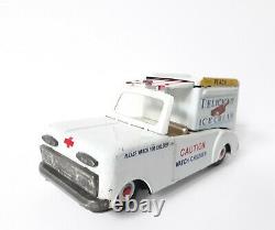 Vintage large Ahi Ice Cream Truck, tin friction toy, Japan 1960's- SUPERB