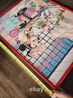 Vtg 80's Large Poster Disney Minnie Mouse Daisy Duck Ice Cream Diner With Frame