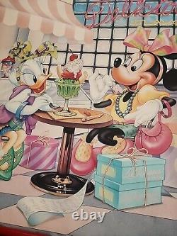 Vtg 80's Large Poster Disney Minnie Mouse Daisy Duck Ice Cream Diner With Frame