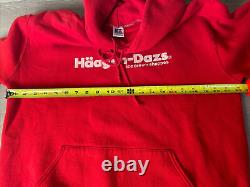Vtg HAAGEN-DAZS Ice Cream Red Hoodie Sweatshirt Russell Made USA Pullover