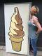 Vtg Ice Cream Cone Sign Large Dairy Queen Display Store Soda Pop Shop 1970s Rare