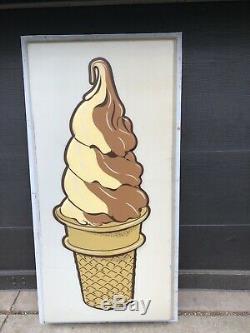 Vtg Ice Cream Cone Sign Large Dairy Queen Display Store Soda Pop Shop 1970s Rare