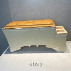 Vtg Large Kool Rest Igloo Car Cooler Console Ice Chest Cup Holder Tan Cream Colo