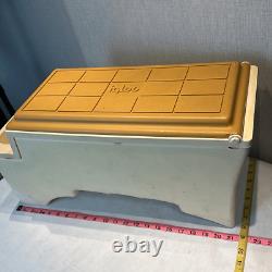 Vtg Large Kool Rest Igloo Car Cooler Console Ice Chest Cup Holder Tan Cream Colo